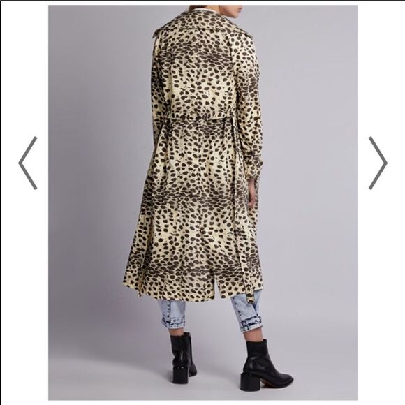 NWT SEA NY white leopard double breasted trench coat Size L - Picture 5 of 14